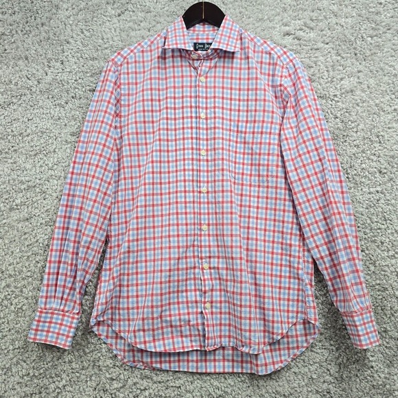 Gitman Bros Shirt Mens M‎ Pink Blue Plaid Button Up Preppy Light Academia USA - Picture 2 of 14
